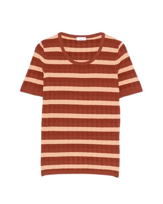 Roberto Collina Orange T-Shirt À Rayures