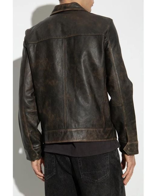 AllSaints Gray Alkan Leather Jacket for men