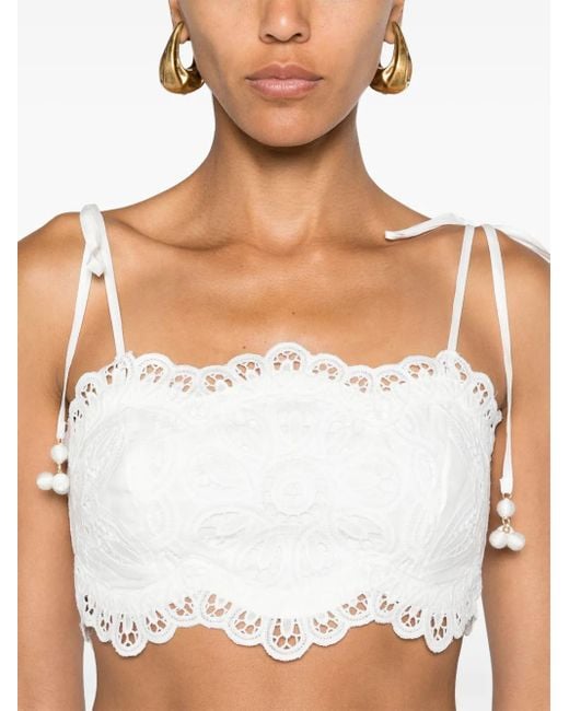 Zimmermann White Embroidered Cotton Bodice