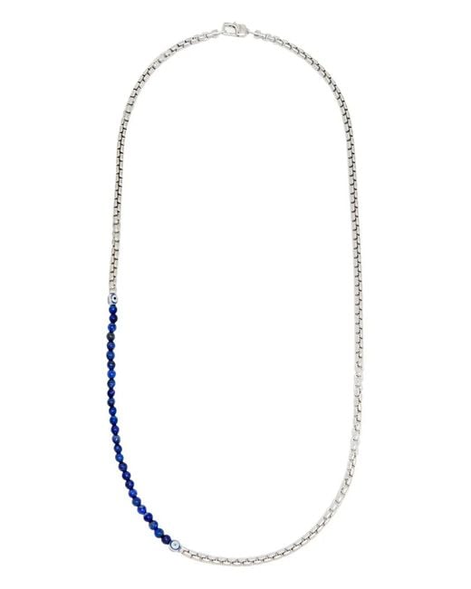 Tateossian White Bead-Embellished Two-Tone Necklace for men