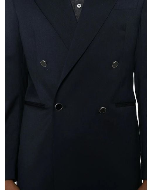 Manuel Ritz Blue Double-Breasted Button-Up Blazer for men