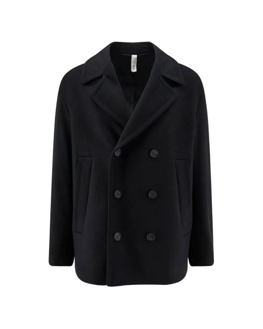 Hevò Black Double-Breasted Coat for men