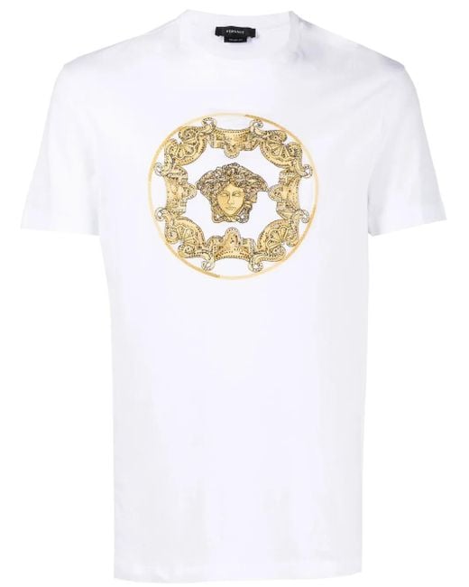 T-Shirt En Coton Biologique À Imprimé Medusa Versace pour homme en coloris White