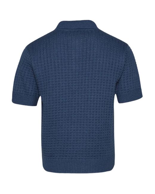 The Elder Statesman Blue Textured Polo Shirt for men
