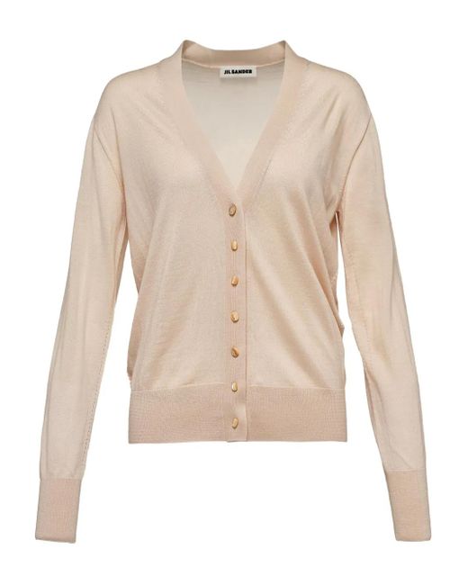 Jil Sander Natural Button-Front Cardigan