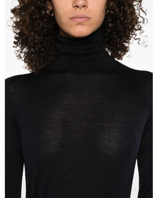 Max Mara Black Turtleneck Virgin-Wool Sweater