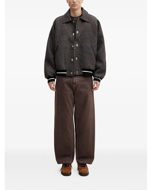 Wales Bonner Gray Buttoned Herringbone-Pattern Bomber Jacket for men