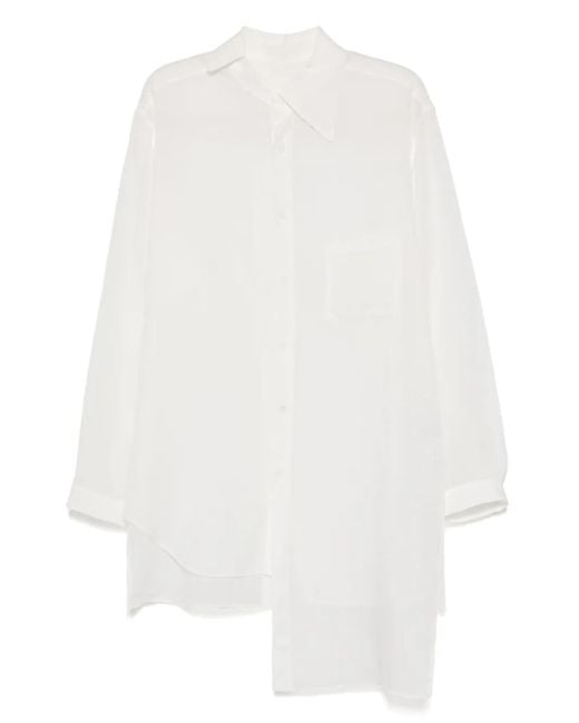 Yohji Yamamoto White Cellulose Loan Unbalanced Collar Shirt for men