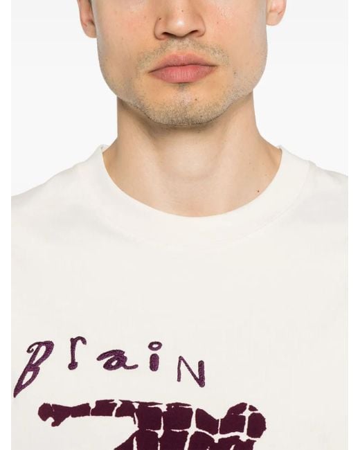 Adidas Natural X Brain Dead Flocked-Logo T-Shirt for men