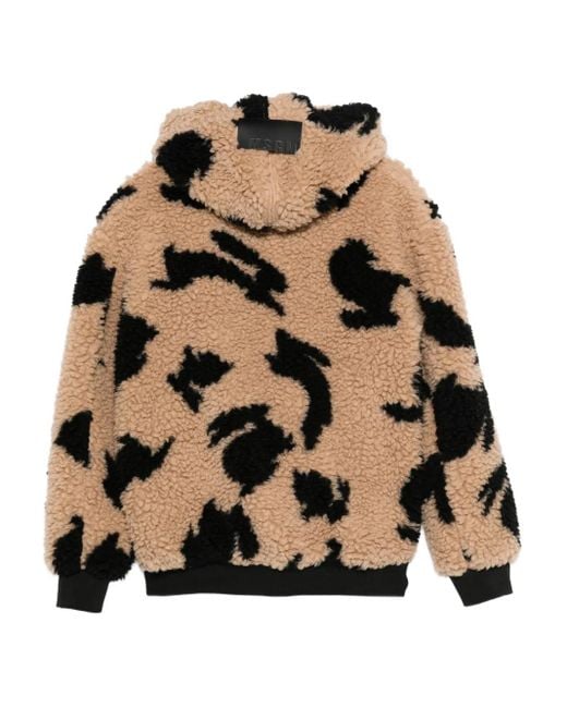 MSGM Black Rabbit-Print Hooded Jacket for men