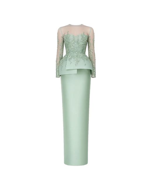 Rami Al Ali Green Bead-Embellished Tubino Maxi Dress