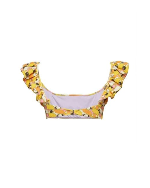 LaDoubleJ Metallic Ruffle Bikini Top