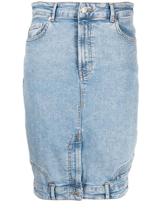 Moschino Blue Fitted Washed-Denim Skirt
