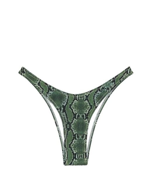 Reina Olga Green Brigitte Snake-Print Bikini Bottoms