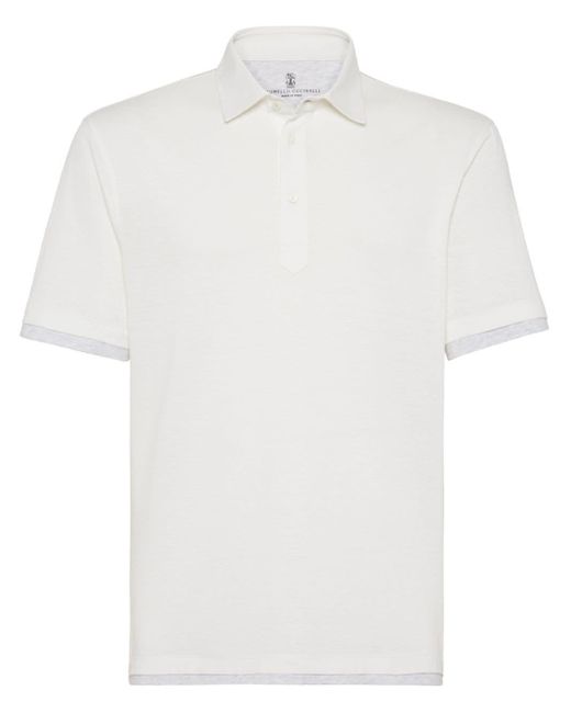 Brunello Cucinelli White Layered-effect Linen-cotton Polo Shirt for men