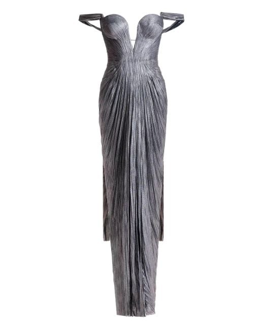Maria Lucia Hohan Gray Schulterfreies Maxikleid Mit Falten