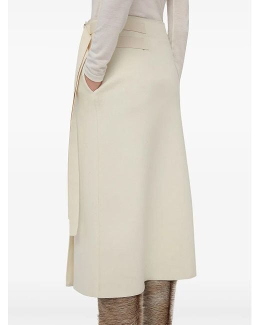 Jil Sander Natural Wrap-Design Wool Midi Skirt