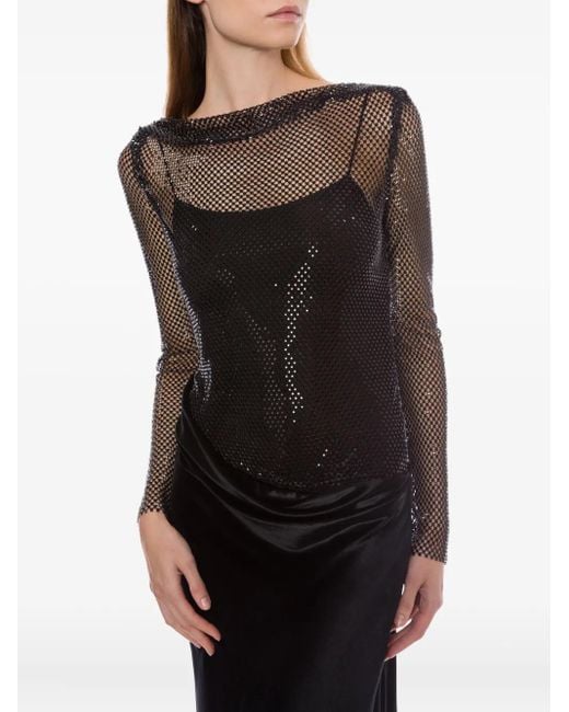 Alberta Ferretti Black Mesh-Overlay Dress