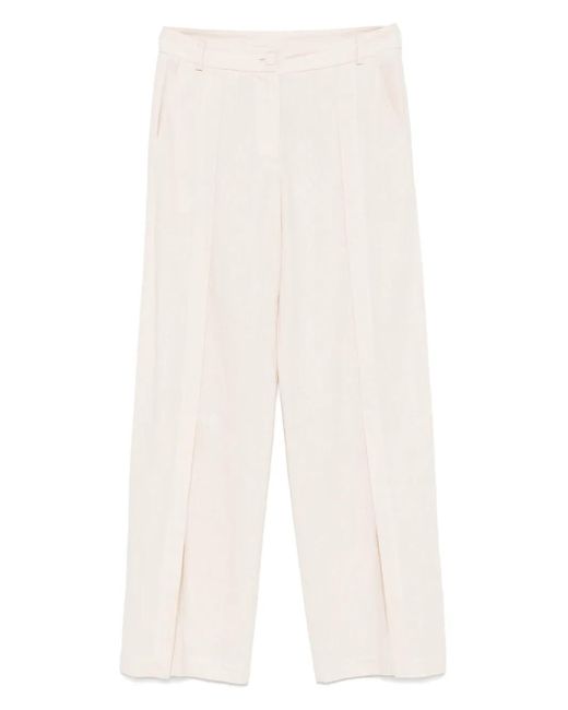 Mariuccia Milano White Front-Slits Trousers