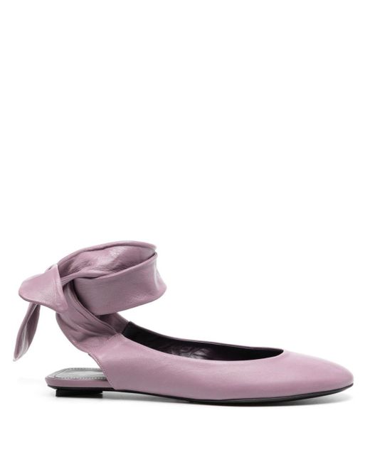 The Attico Pink Cloe Leather Ballerina Shoes