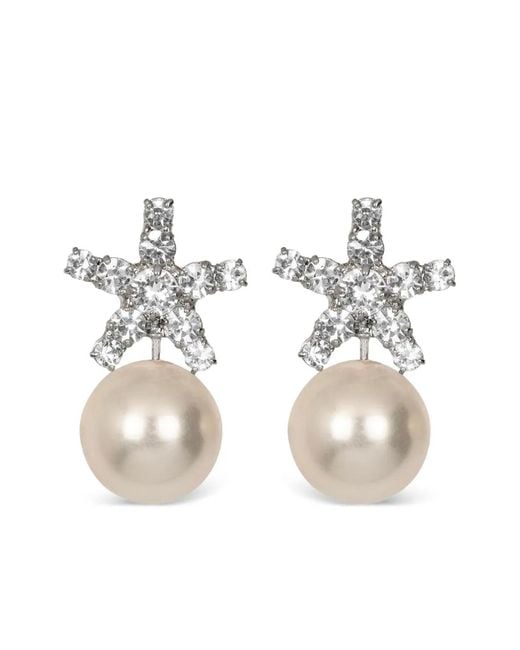 Jennifer Behr White Novella Crystal Pearl Earrings