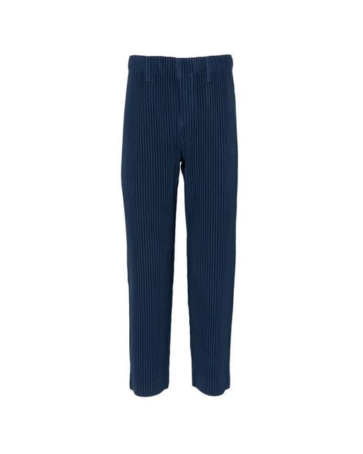 Homme Plissé Issey Miyake Blue Pleated Trousers for men