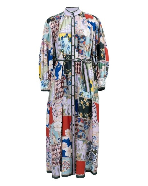 ALÉMAIS Blue Bianca Midi-Hemdkleid