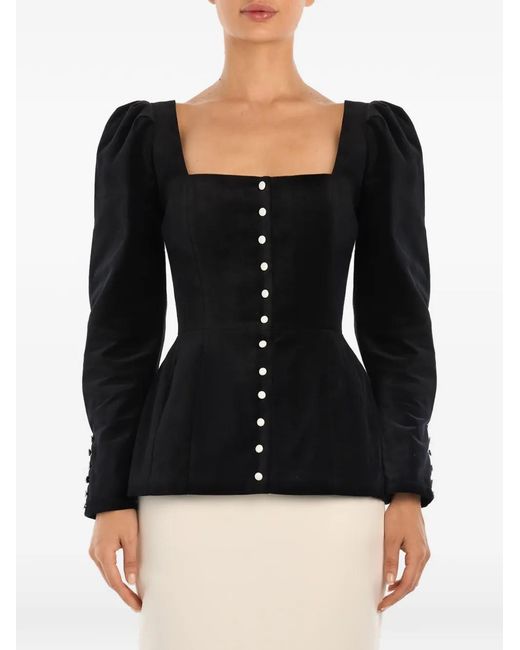 POST MERIDIEM Black Square-Neck Top