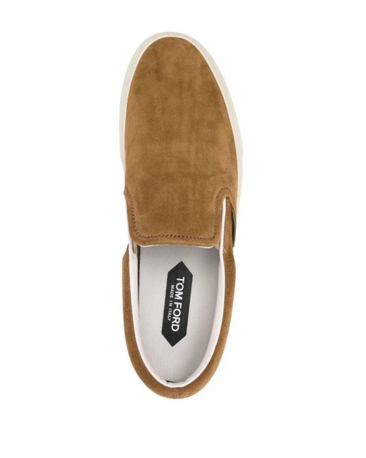 Tom Ford Brown Jude Slip-on Suede Sneakers for men