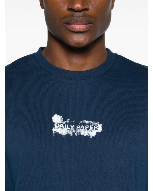 Daily Paper Blue Scratch Logo-print Cotton T-shirt for men