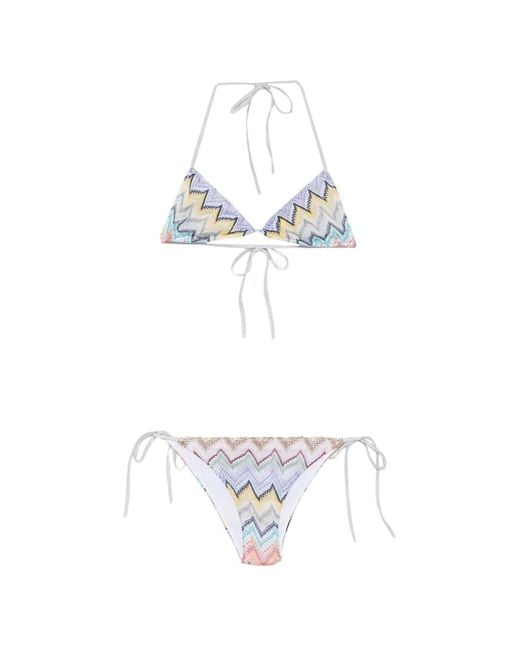 Missoni White Zigzag-Knit Triangle Bikini