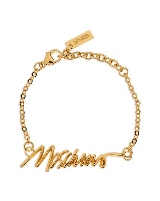 Moschino Metallic Logo-Plaque Chain Bracelet