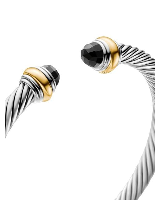 David Yurman White 14Kt And Sterling Classic Cable Onyx Bracelet (5Mm)