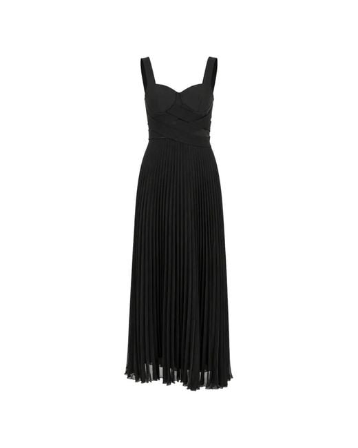 Patrizia Pepe Black Pleated Bandage-Style Maxi Dress