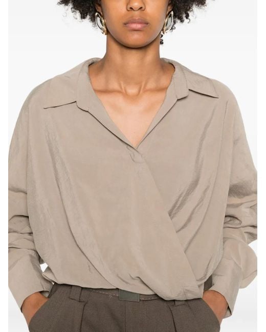 ELEH Natural Wrap-Effect Cotton Blouse