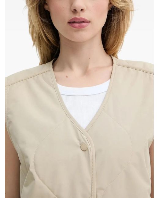 Samsøe & Samsøe Natural Quilted Button-Fastening Gilet