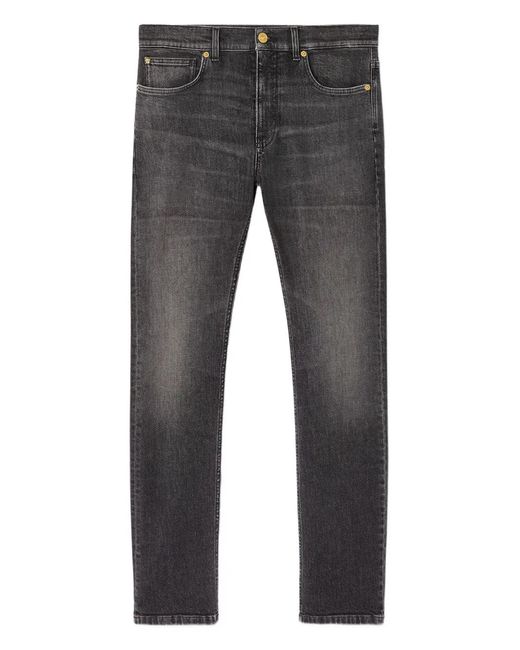 Versace Gray La Medusa Embroidery-Detail Jeans for men