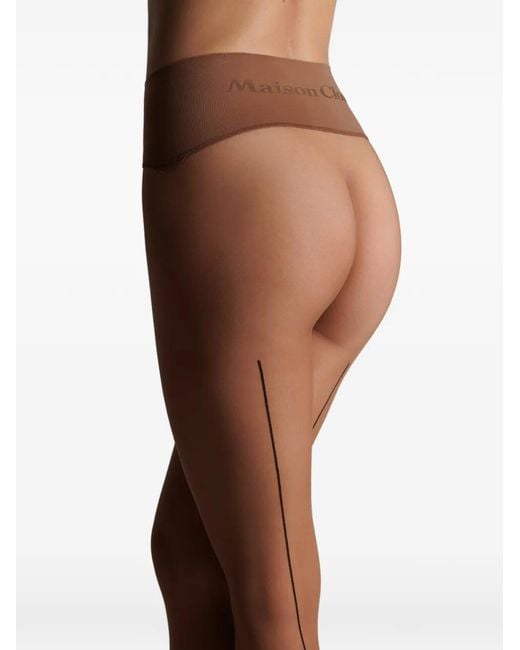 Maison Close Brown Seamless Crotchless Tights Semi-Sheer Tights