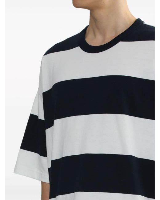 Chocoolate Blue Logo-patch Striped Cotton T-shirt for men