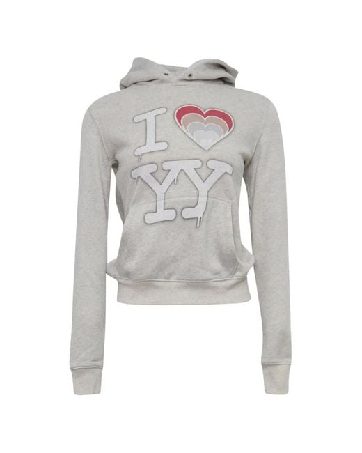 OPEN YY White I Love Yy Logo-Print Cotton Hoodie