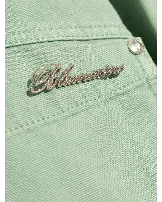 Blumarine Green Patch-Pocket Shirt Jacket