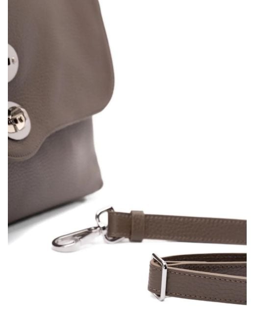 Zanellato Brown Medium Postina Studded Turn-Lock Tote Bag
