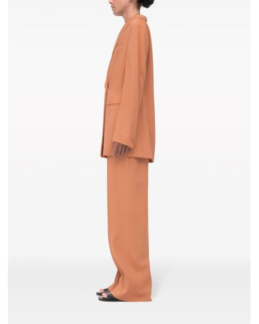 Another Tomorrow Orange Double-Breasted Peak-Lapel Blazer