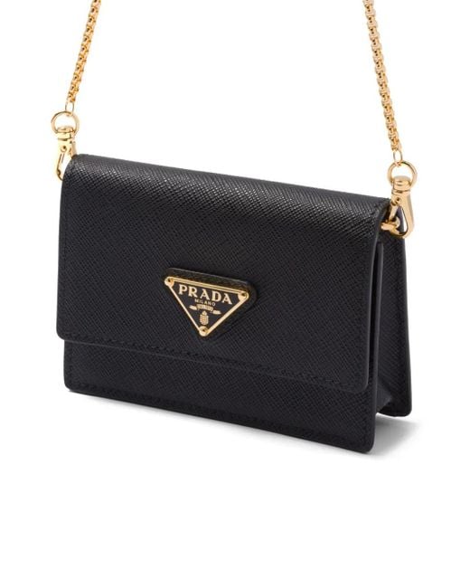 Portefeuille À Bride En Chaîne Prada en coloris Black