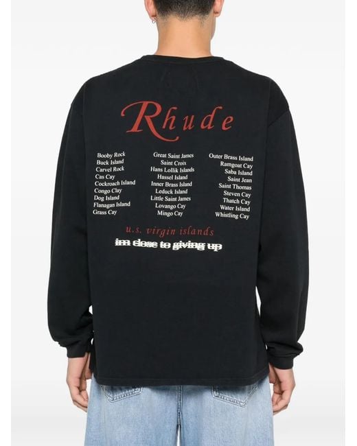 Rhude Black Usvi Regatta Tour Ls T-Shirt for men