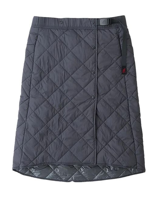 Gramicci Blue Quilted-Effect Midi Skirt
