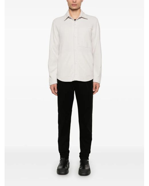 Transit White Virgin Wool Button-Up Overshirt for men