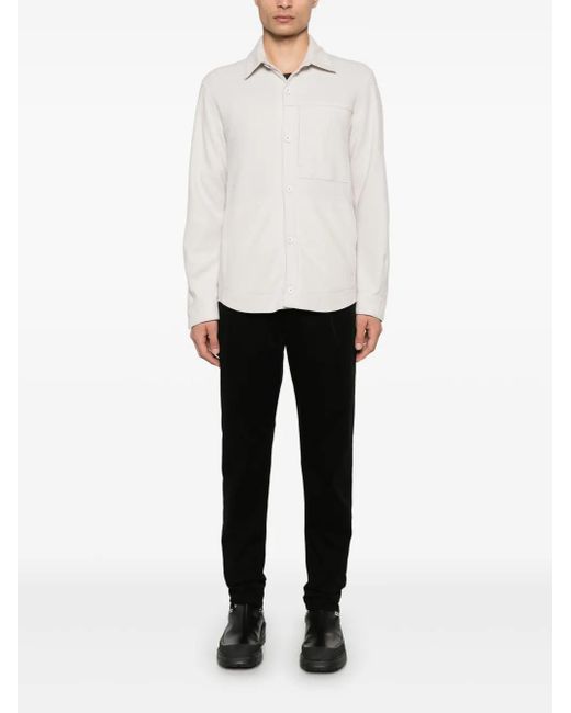Transit White Virgin Wool Button-Up Overshirt for men
