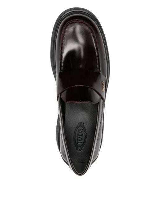 Tod's Black Leather Platform Loafers