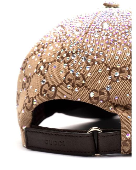 Gucci Gg Crystal-Embellished Cap in Natural for Men | Lyst  display picture 3